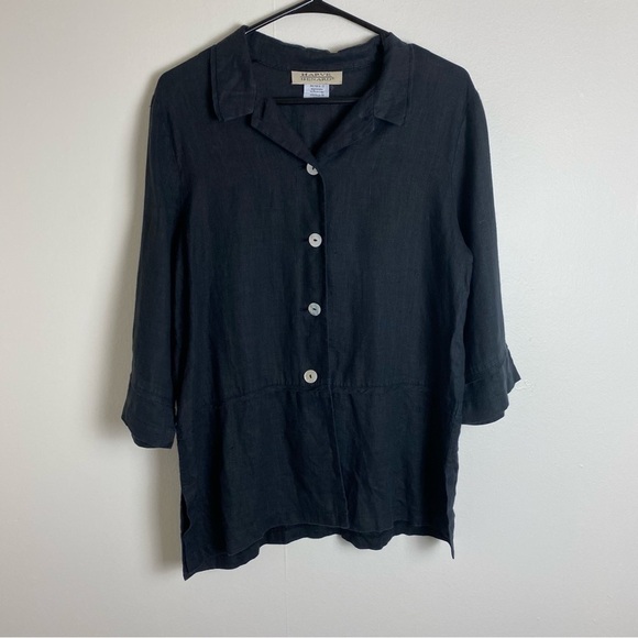 Harve Bernard Linen Button Front Lagenlook Shirt - Picture 13 of 14